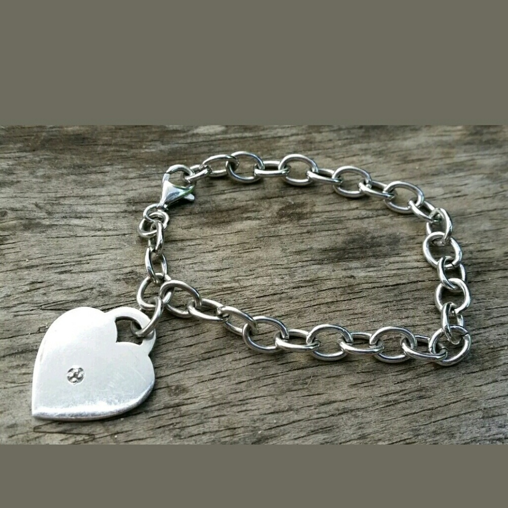 Sterling Silver Heart Charm Bracelet